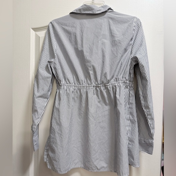 Motherhood Maternity Gray and White Striped Blouse - Picture 5 of 6